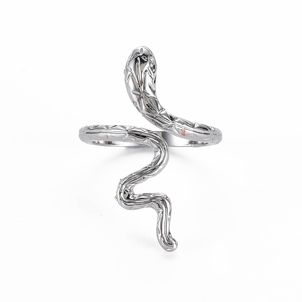 

PandaHall Snake Shape Rack Plating Alloy Cuff Rings, Open Rings, Cadmium Free & Lead Free, Platinum, US Size 7 1/4(17.5mm) Alloy