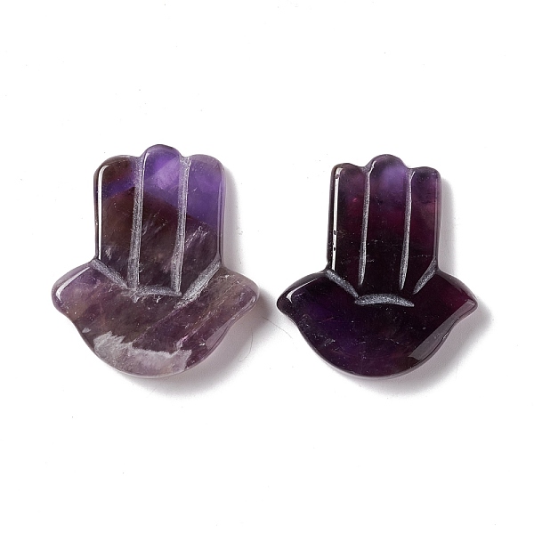 

PandaHall Natural Amethyst Cabochons, Hamsa Hand, 37x32.5x7~8mm Amethyst Palm