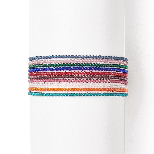 

PandaHall 10Pcs 10 Color Bling Glass Beaded Stretch Bracelets Set for Women, Mixed Color, Inner Diameter: 2-1/8 inch(5.5cm), 1Pc/color Glass..., Multicolor