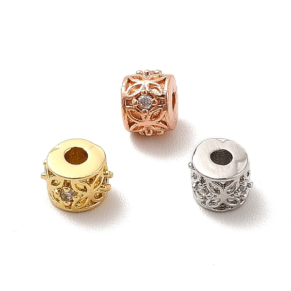 

PandaHall Rack Plating Brass Micro Pave Cubic Zirconia Beads, Long-Lasting Plated, Lead Free & Cadmium Free, Column with Clover, Mixed Color..., Clear