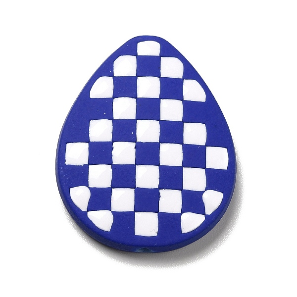 

PandaHall Opaque Acrylic Beads, with Enamel, Teardrop with Tartan Pattern, Blue, 26.5x21.5x4.5mm, Hole: 1.6mm Acrylic Teardrop Blue