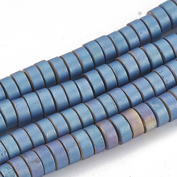 

PandaHall Electroplate Non-magnetic Synthetic Hematite Beads Strands, Matte Style, Donut, Blue Plated, 4x2mm, Hole: 2.5mm, about...