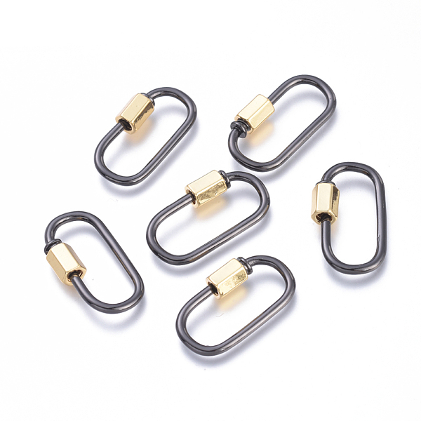 

PandaHall Brass Screw Carabiner Lock Charms, for Necklaces Making, Long-Lasting Plated, Cadmium Free & Lead Free & Nickel Free, Oval...