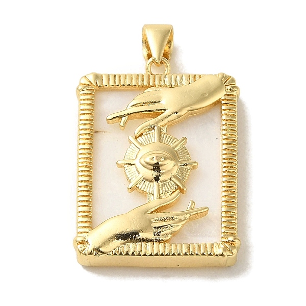 

PandaHall Brass Pave Natural Shell Pendants, Rectengle Charms, Real 18K Gold Plated, Sun, 24x18x4mm, Hole: 5x3.5mm Shell Sun