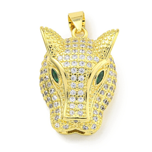 

PandaHall Brass Micro Pave Clear Cubic Zirconia Pendants, Leopard Head, Real 18K Gold Plated, 27.5x19.5x11mm, Hole: 6x4mm Brass+Cubic...