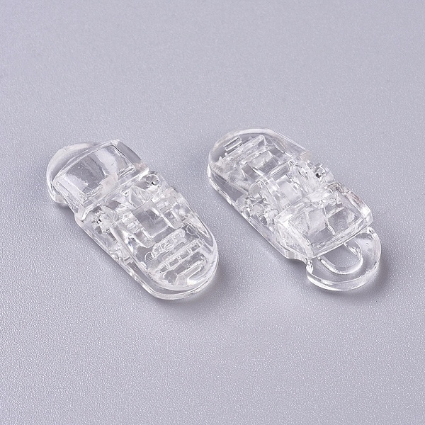 

PandaHall Transparent Eco-Friendly PC Plastic Baby Pacifier Clips, Clear, 32x12.5x9mm, Hole: 6.5x4.5mm Plastic Clear
