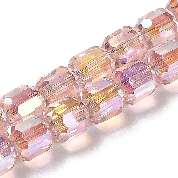 

PandaHall Electroplate Glass Beads Strands, Faceted, Column, Pink, 6x6.5mm, Hole: 1mm, about 72pcs/strand, 20.87''(53cm) Glass Column Pink