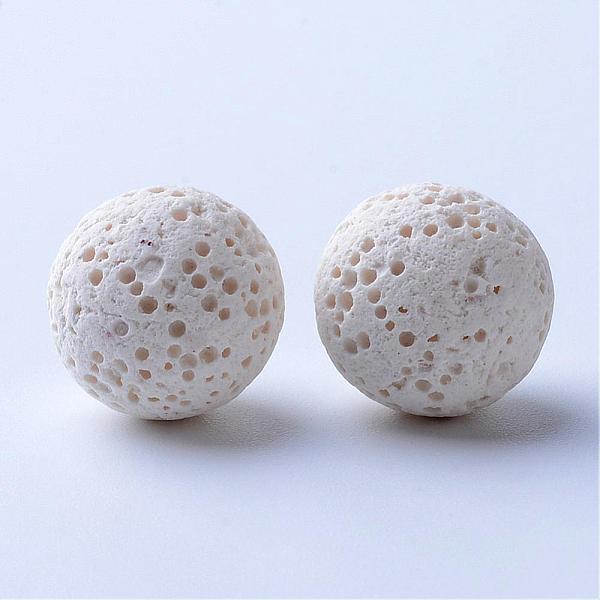 

PandaHall Unwaxed Natural Lava Rock Beads, for Perfume Essential Oil Beads, Aromatherapy Beads, Dyed, Round, No Hole, White, 13~14mm Lava...