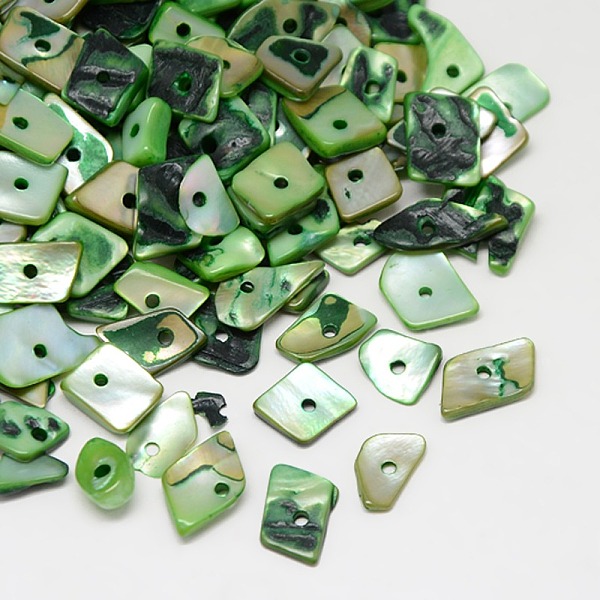 

PandaHall Dyed Natural Freshwater Shell Chips Beads, Dark Sea Green, 11~16x4~8x2~5mm, Hole: 1mm, about 700pcs/500g Freshwater Shell Chip...