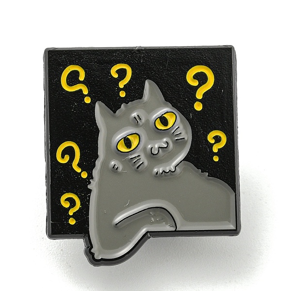 

PandaHall Cartoon Cat Enamel Pins, Black Alloy Badge for Women, Square, 24.6x21.7x1.4mm Alloy+Enamel Square