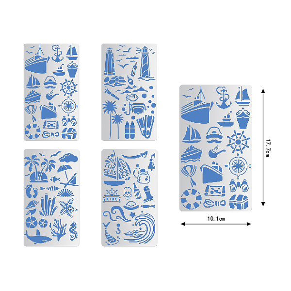 

PandaHall BENECREAT 4PCS 17.5x10cm Sea Creature Metal Stencils Vacation, Coconut Tree Template for Wood carving, Drawings and Woodburning...