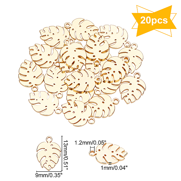 

PandaHall Unicraftale 304 Stainless Steel Charms, Leaf, Real 18K Gold Plated, 13x9x1mm, Hole: 1.2mm, 20pcs/box 304 Stainless Steel Leaf