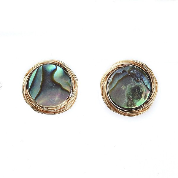 

PandaHall Abalone Shell/Paua Shell Stud Earrings, with Copper Wire, Brass Stud Earring Findings and Ear Nuts, with Cardboard Packing Box...