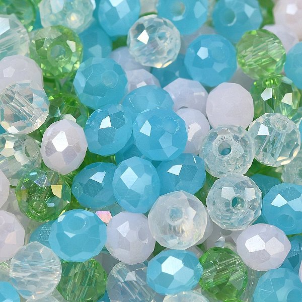 

PandaHall Glass Beads, Faceted, Rondelle, Azure, 6x5mm, Hole: 1mm, about 280pcs/60g Glass Rondelle Blue