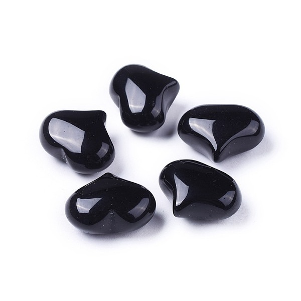 

PandaHall Natural Black Onyx Heart Love Stone, Pocket Palm Stone for Reiki Balancing, 20x25x11~13mm Black Onyx Heart