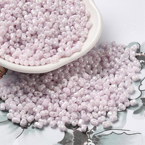 

PandaHall Glass Seed Beads, Peanut, Thistle, 3.5~4x2~2.5x2~2.3mm, Hole: 0.8mm, about 8000pcs/pound Glass Peanut Purple