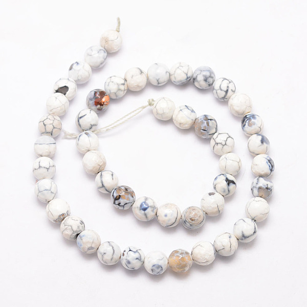 

PandaHall Natural Fire Crackle Agate Bead Strands, Round, Grade A, Faceted, Dyed & Heated, White, 8mm, Hole: 1mm, about 47pcs/strand, 15...