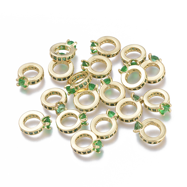 

PandaHall Brass Micro Pave Cubic Zirconia Charms, Long-Lasting Plated, Cadmium Free & Lead Free & Nickel Free, Ring, Real 18K Gold Plated..., Green