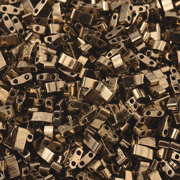 

PandaHall MIYUKI Half TILA Beads, Japanese Seed Beads, 2 Hole, (HTL457) Metallic Dark Bronze, 5x2.3x1.9mm, Hole: 0.8mm, about 2500pcs/100g..., Brown