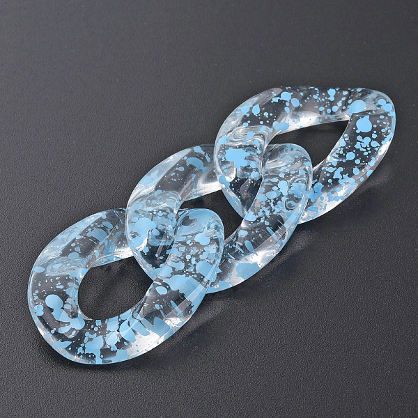 

PandaHall Transparent Acrylic Linking Rings, Quick Link Connectors, for Curb Chains Making, Twist Oval, Light Sky Blue, 39x29x7.5mm, Inner...