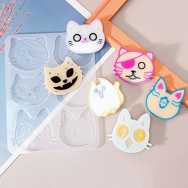 

PandaHall Animal Hair Clips Cabochon Silicone Molds, Resin Casting Molds, for UV Resin & Epoxy Resin Jewelry Making, Cat Shape..., Clear