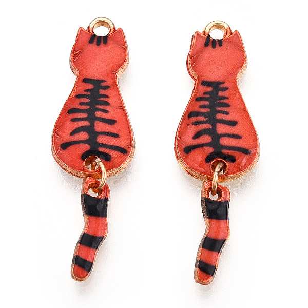 

PandaHall Painted Alloy Pendants, Cat Charm, Cadmium Free & Nickel Free & Lead Free, Golden, Tomato, 34x10x2.4mm, Hole: 1.5mm Alloy Cat..., Red