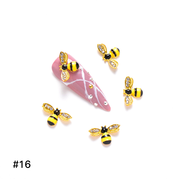 

PandaHall Alloy Rhinestone Cabochons, with Enamel, Nail Art Decoration Accessories, Bees, Golden, Crystal, 8.5x13.5x2.5mm Alloy..., Clear