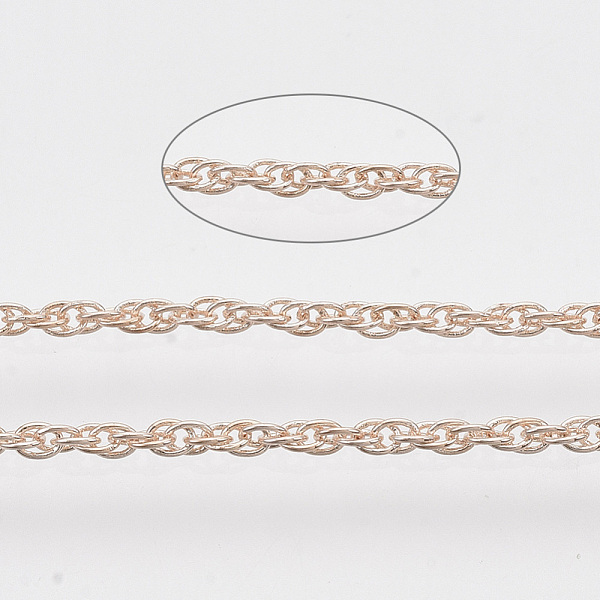 

PandaHall Soldered Brass Coated Iron Rope Chains, with Spool, Rose Gold, 2x1.4x0.3mm, about 39.37 Feet(12m)/roll Iron