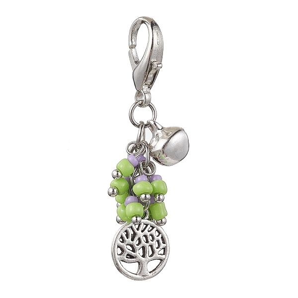 

PandaHall Baking Paint Glass Seed Pendant Decorations, with Tibetan Style Alloy Charms, Flat Round, 45mm, Pendants: 26mm long, Flat Round...
