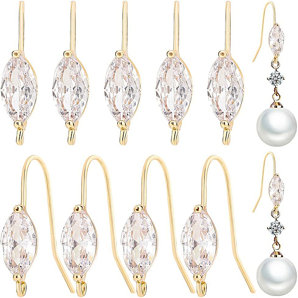 

PandaHall BENECREAT 12Pcs Real 18K Gold Plated Brass Horse Eye Earring Hooks, Ear Wires with Clear Cubic Zirconia and Vertical Loops for DIY...