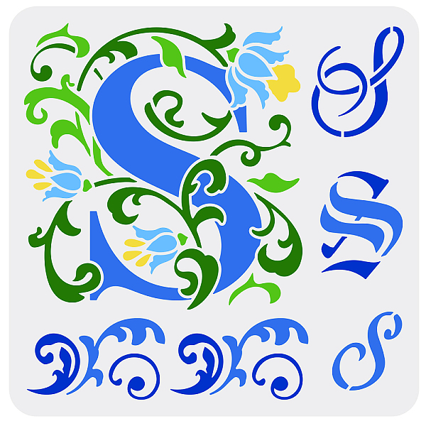 

PandaHall PET Hollow Out Drawing Painting Stencils, for DIY Scrapbook, Photo Album, Letter S, 30x30cm Plastic Letter S