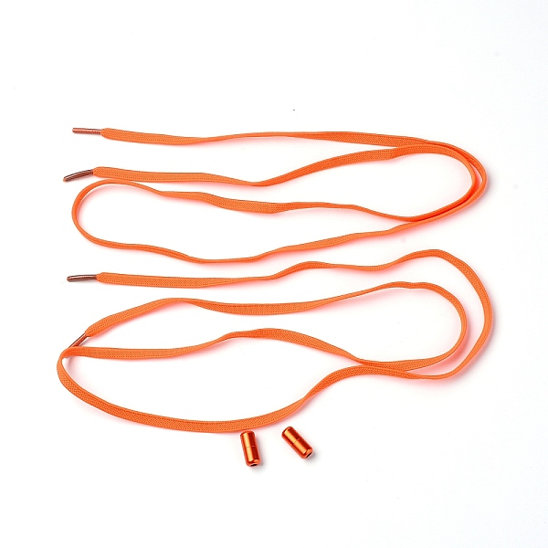 

PandaHall Spandex High Elastic Yarn Shoelaces, with Aluminum Buckles, Flat, Dark Orange, 18~1020x6~8x1.5~8mm, 4pcs/set Elastic Fibre Flat