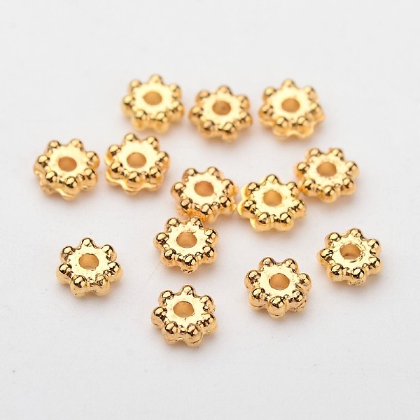 

PandaHall ABS Electroplated Snowflake Plastic Spacer Beads, Golden, 4x1.7mm, Hole: 1mm, about 1640pcs/20g ABS Plastic Snowflake