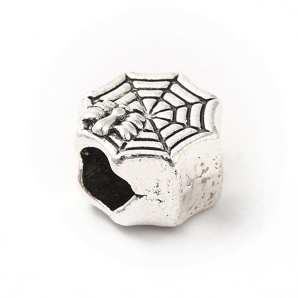 

PandaHall Tibetan Style Alloy European Beads, Large Hole Beads, Spider Web, Antique Silver, 10x10x7.5mm, Hole: 4.6mm, about 276pcs/500g...
