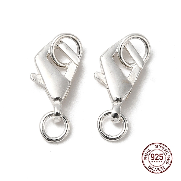 

PandaHall 925 Sterling Silver Lobster Claw Clasps, with Jump Rings and 925 Stamp, Silver, 11x6.5x2.5mm Sterling Silver
