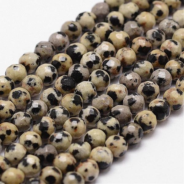 

PandaHall Natural Dalmatian Jasper Beads Strands, Faceted, Round, 4mm, Hole: 1mm, about 96pcs/strand, 14.9 inch~15.1 inch Dalmatian Jasper..., Yellow