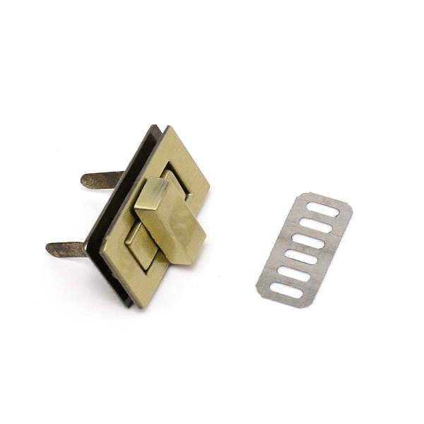 

PandaHall Zinc Alloy Bag Twist Lock Accessories, with Iron Finding, Handbags Turn Lock, Rectangle, Antique Bronze, 3.2x1.9x0.55cm Alloy