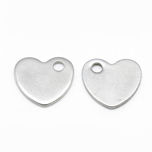 

PandaHall 201 Stainless Steel Charms, Stamping Blank Tag, Heart, Stainless Steel Color, 9x10x1mm, Hole: 1.5mm 201 Stainless Steel Heart