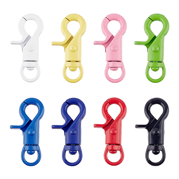 

PandaHall Brass Swivel Clasps, Mixed Color, 42x21.5~22x8mm, Hole: 6x8.5mm, 8 colors, 2pcs/color, 16pcs/box Brass Multicolor