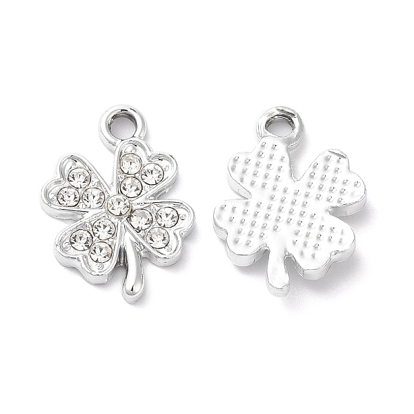 

PandaHall Rack Plating Alloy Crystal Rhinestone Pendants, Clover Charms, Platinum, 18x12.5x3mm, Hole: 2mm Alloy+Rhinestone Clover Clear