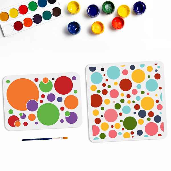

PandaHall MAYJOYDIY US 1 Set PET Hollow Out Drawing Painting Stencils, for DIY Scrapbook, Photo Album, Round Pattern, Painting Stencils...