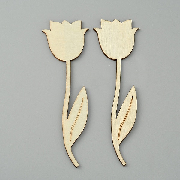 

PandaHall Unfinished Wood Sheet, Wood Flower Cutouts, Tulip Shape, Cornsilk, 15.5x4.7x0.25cm Wood Gold