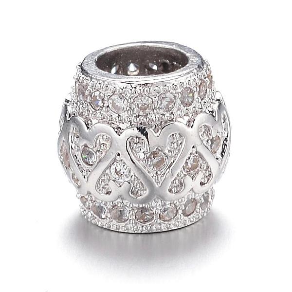 

PandaHall Brass Micro Pave Cubic Zirconia European Beads, Barrel, Large Hole Beads, Lead Free & Nickel Free, Platinum, 8.5x8mm, Hole: 4mm...