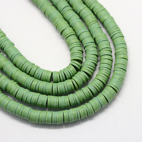 

PandaHall Flat Round Handmade Polymer Clay Bead Spacers, Dark Sea Green, 4x1mm, Hole: 1mm, about 380~400pcs/strand, 17.7 inch Polymer Clay...