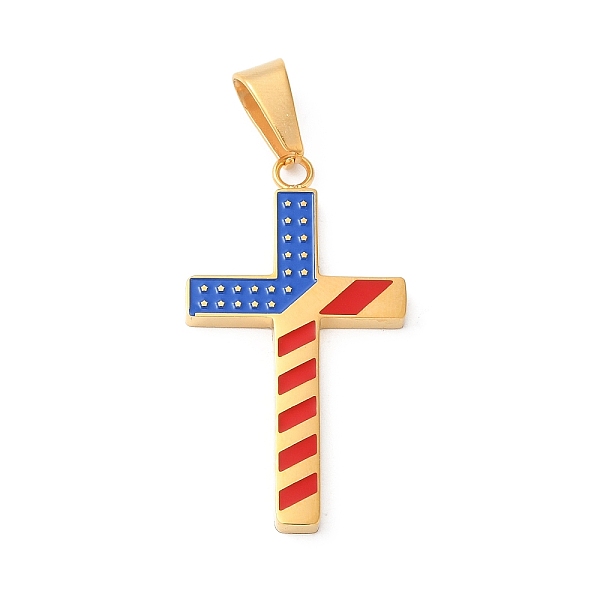 

PandaHall Independence Day Vacuum Plating 304 Stainless Steel Enamel Pendants, Cross Charm, Golden, 37.5x20.5x2.5mm, Hole: 9x5.5mm Stainless...