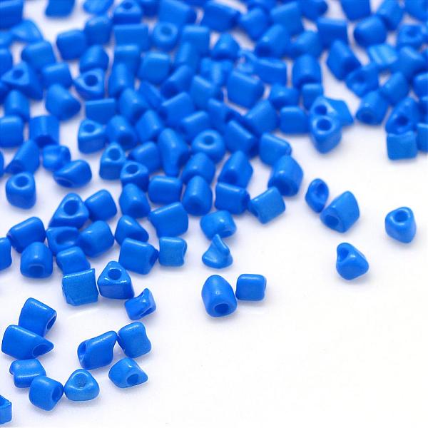 

PandaHall Opaque Glass Seed Beads, Triangle, Royal Blue, 1~3x2.5x2mm, Hole: 0.5mm, about 30000pcs/bag, 440~450g/bag Glass Triangle Blue