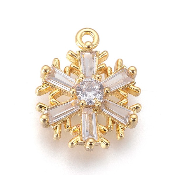 

PandaHall Brass Cubic Zirconia Pendants, Long-Lasting Plated, Christmas Snowflake, Clear, Golden, 17x13x4mm, Hole: 1.2mm Brass+Cubic...