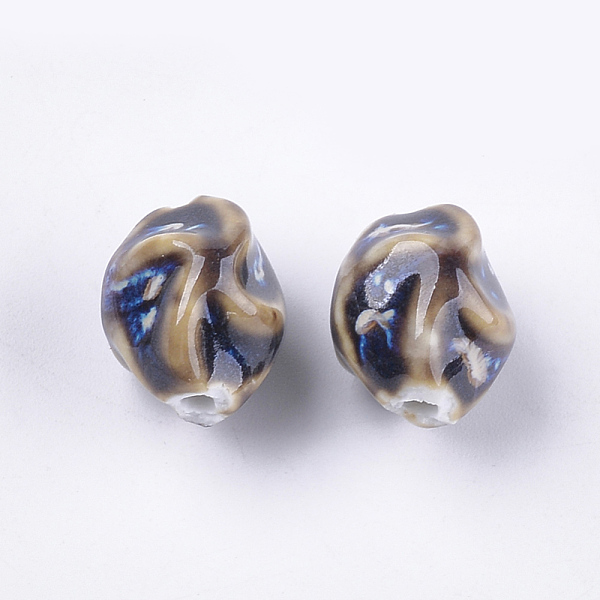 

PandaHall Handmade Porcelain Beads, Fancy Antique Glazed Porcelain, Twist, Marine Blue, 17x14x14mm, Hole: 2.5mm Porcelain Twist Blue