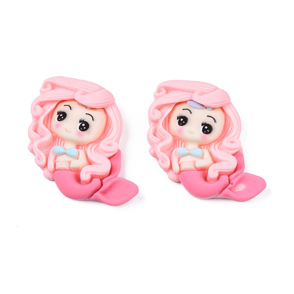 

PandaHall Opaque Resin Cabochons, Mermaid, Pink, 27.5x32x8mm Resin Fish Pink
