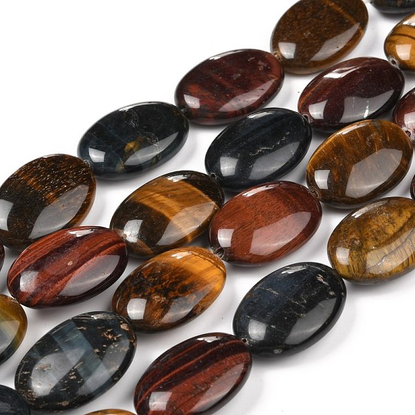 

PandaHall Natural Tiger Eye Beads Strands, Oval, 25x18x8mm, Hole: 1.5mm, about 16pcs/strand, 15.75 inch(40cm) Tiger Eye Oval Multicolor